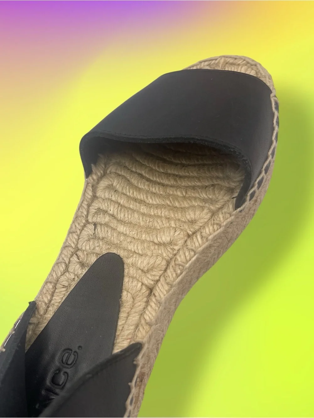 Vince Edie Black Leather Platform Espadrille Sandal Size 6M